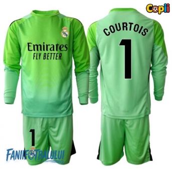 Real Madrid Thibaut Courtois #1 Portarii Echipament de Fotbal Replică 2025-26 Copii Deplasare Mâneci Lungi (+ Șorturi)